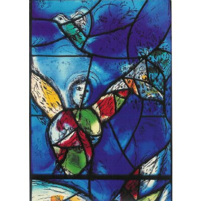 Marc Chagall. Engel bei Abrahams Mahl, Detail, Chorfenster