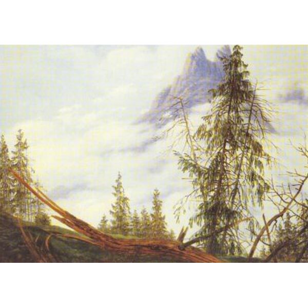 Caspar David Friedrich. Hochgebirgsgipfel mit treib. Wolken