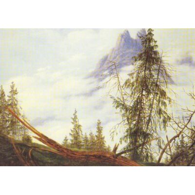 Caspar David Friedrich. Hochgebirgsgipfel mit treib. Wolken