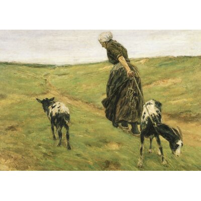 Max Liebermann. Frau mit Geißen in den Dünen,...